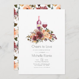 Invitación Bordo Peach Floral Wine Tasting Brillante Ducha