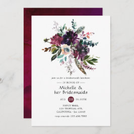 Invitación Bordo Violet Plum Floral Bridesmaids Luncheon