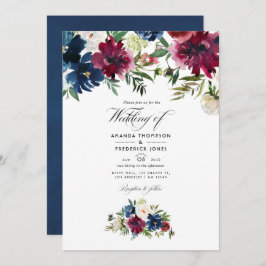 Invitación Bordo y acuarela de la marina Boda floral foto