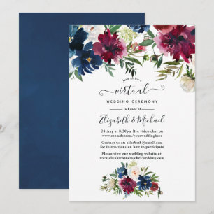 Invitación Bordo y Boda virtual de acuarela de la Marina