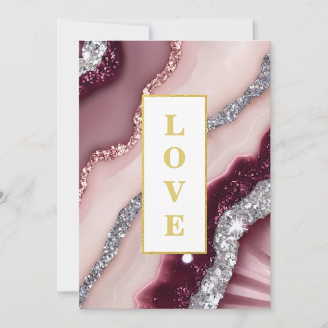 Invitación *~ Borgoña Agate AR66 RSVP QR Boda (Anverso)