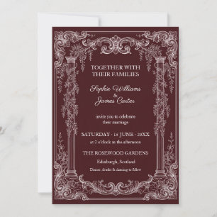 Invitación Borgoña Barroco Rococó Plata Ornamentado