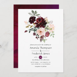 Invitación Borgoña Berry y Boda floral Rubor