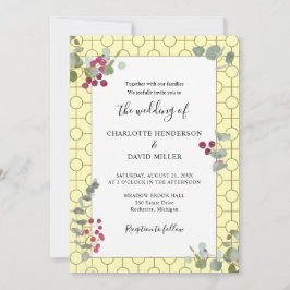 Invitación Borgoña Berry y Eucalyptus Greenery Boda