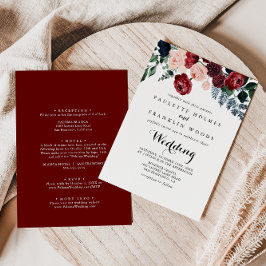 Invitación Borgoña Boda floral de la Marina Rosa