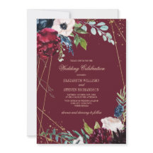 Borgoña | Boda Geométrico Floral Azul de la Marina