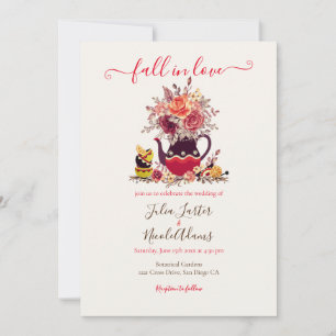 Invitación Borgoña Boho Rosa Pampas Lemon Tea Boda