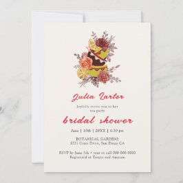 Invitación Borgoña Boho Rosa Pampas Lemon Tea Bridal Ducha