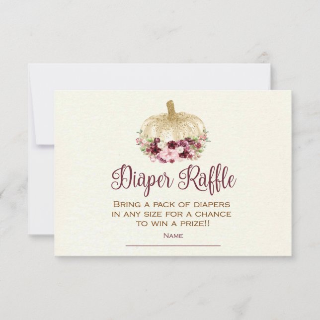 Invitación Borgoña Calabaza de oro Boho Diaper Insertar (Anverso)