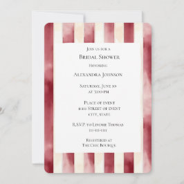 Invitación Borgoña Cream Stripes Bridal Shower