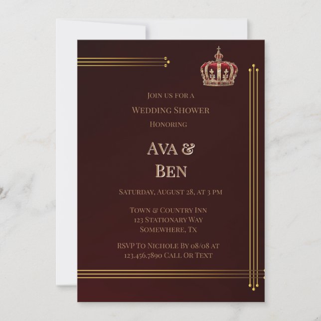 Invitación Borgoña de lujo y oro florece Boda (Anverso)