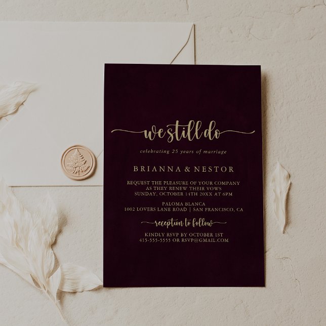 Invitación Borgoña de oro que aún prometemos renovación (Subido por el creador)