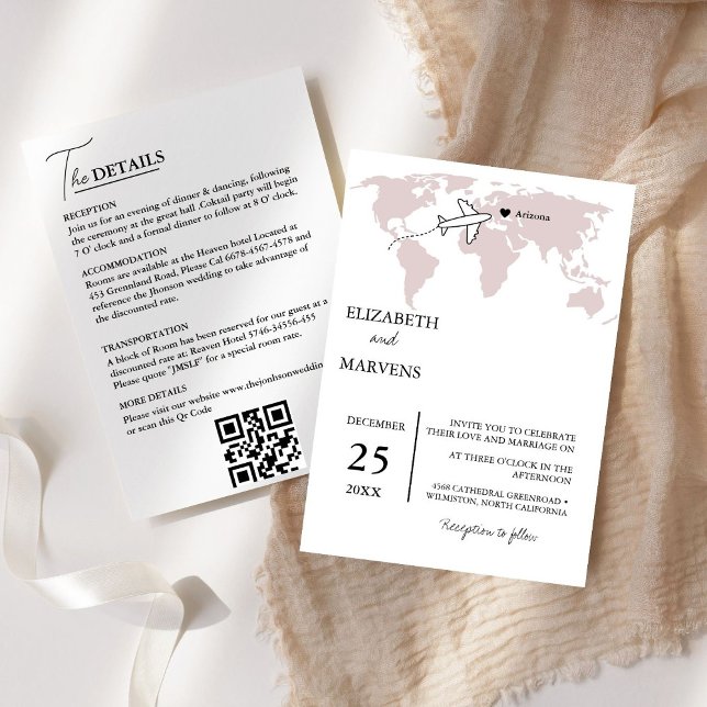 Invitación Borgoña Destino Viajar Todo En Un Boda (Subido por el creador)