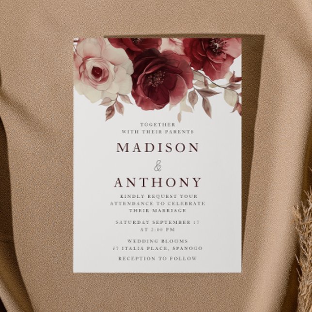 Invitación Borgoña elegancia Rosa de época Boda (Subido por el creador)
