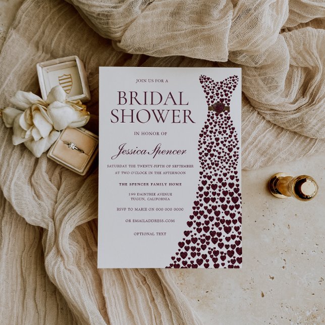 Invitación Borgoña Elegancia Vestido Bridal Shower (Subido por el creador)