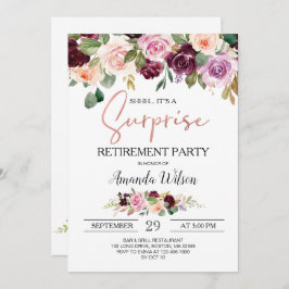 Invitación Borgoña elegante guión Fiesta de retiro sorpresa 