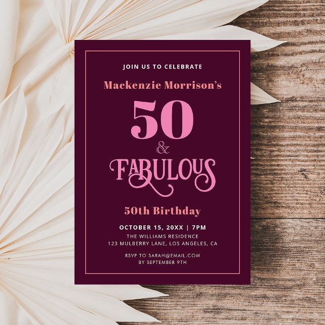 Invitación Borgoña Fiesta de los 50 años y el fabuloso cumple (Subido por el creador)