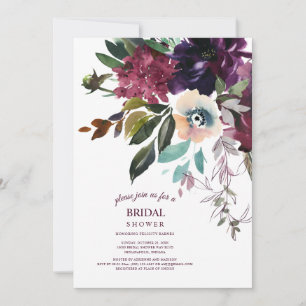 Invitación Borgoña Floral Boho Splendor Brigada Blanca