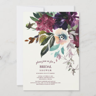 Invitación Borgoña Floral Boho Splendor Ecru Bridal Shower