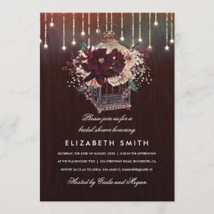 Invitación Borgoña Floral Lantern Rust Fall Bridal Shower