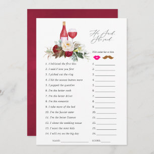 Invitación Borgoña Floral Vino Degustación Bridal Ducha Juego