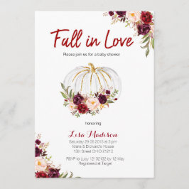 Invitación Borgoña Floral White Pumpkin Baby Shower