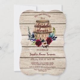 Invitación Borgoña Floral Wine Barrel Bridal Shower