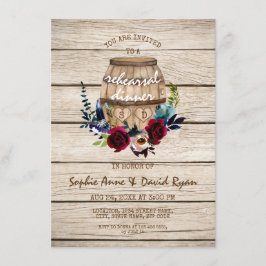 Invitación Borgoña Floral Wine Barrel Ensayo Cena