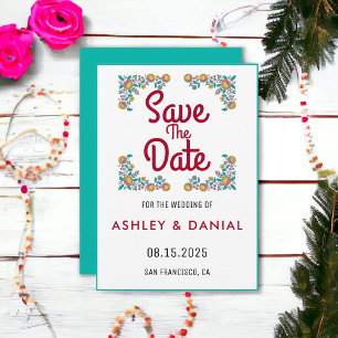 Invitación Borgoña floral wreath boho Wedding Save the Date