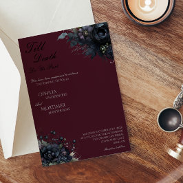 Invitación Borgoña gótica oscura floral hasta Boda de la muer