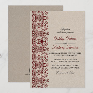 Invitación Borgoña/Invitación a la boda de la luna de miel
