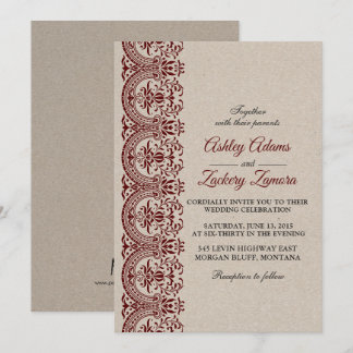 Invitación Borgoña/Invitación a la boda de la luna de miel