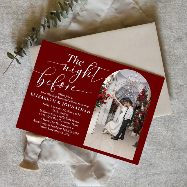 Invitación Borgoña La Noche Antes De La Cena Del Ensayo (Subido por el creador)