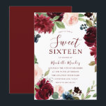 Invitación Borgoña Maroon Red Floral Sweet 16 Fiesta<br><div class="desc">Invitación de fiesta de borgoña Maroon Red Floral Sweet 16 Ver colección de coincidencias en Niche y Nest Store</div>