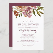 Borgoña Marsala cae ducha de novia floral