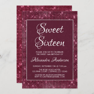 Invitación Borgoña Marsala dulce Dieciséis cumpleaños