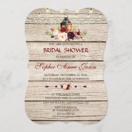 Invitación Borgoña Marsala Floral Lantern Bridal Shower