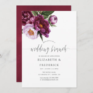 Invitación Borgoña - Marsala y Boda Brunch Peach