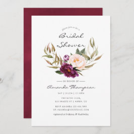Invitación Borgoña - Marsala y ducha de novias con flores de 
