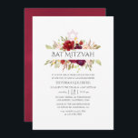 Invitación Borgoña - Marsala y Rubor Floral Bat Mitzvah<br><div class="desc">mitzvah,  murciélago floral borgoñón y rubio,  invito diseñado para ser rápida y fácilmente adaptado a sus necesidades específicas.</div>