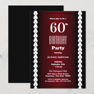 Invitación Borgoña moderna fiesta de cumpleaños número 60