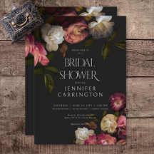 Borgoña oscura y peonés crema ducha de novia negra