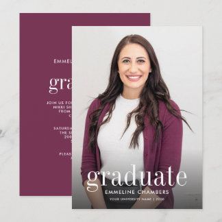 Invitación Borgoña | Partido de Graduación de Foto Casual