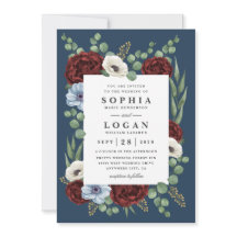 Borgoña Peony Dusty Blue Anemone Boda floral