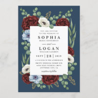 Borgoña Peony Dusty Blue Anemone Boda floral