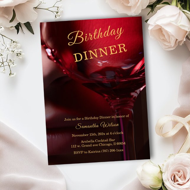 Invitación Borgoña personalizada y cumpleaños de la cena de o (Subido por el creador)