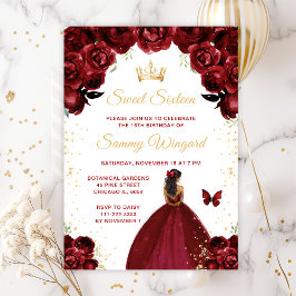 Invitación Borgoña Red Dark Skin Princess Dulce