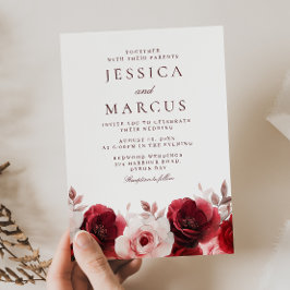 Invitación Borgoña Red Elegance: Boda Rosa Rojo