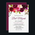 Invitación Borgoña Red Floral Boho Chica Bat Mitzvah Invite<br><div class="desc">Bat Mitzvah,  Chica del Boho Borgoña Red Floral Invite a la colección Matching en Niche y Nest Store. Moda Boho color rojo burgundy agua floral Hermoso ilustracion acuarela pintado a mano</div>