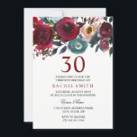 Invitación Borgoña Red Floral Elegante Invite de cumpleaños 3<br><div class="desc">Borgoña Red Floral Elegante Invite a los 30 Años - Puede cambiar el texto y el color como desee. Acuarela pintada a mano Sage Flores verdes y texto Borgoña Diseño floral Ver nuestra tienda Nest y Nest Store para la colección correspondiente</div>